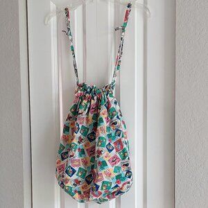 Vera Bradley Drawstring Bucket Bag in Retired Pattern "Cuban Stamps"